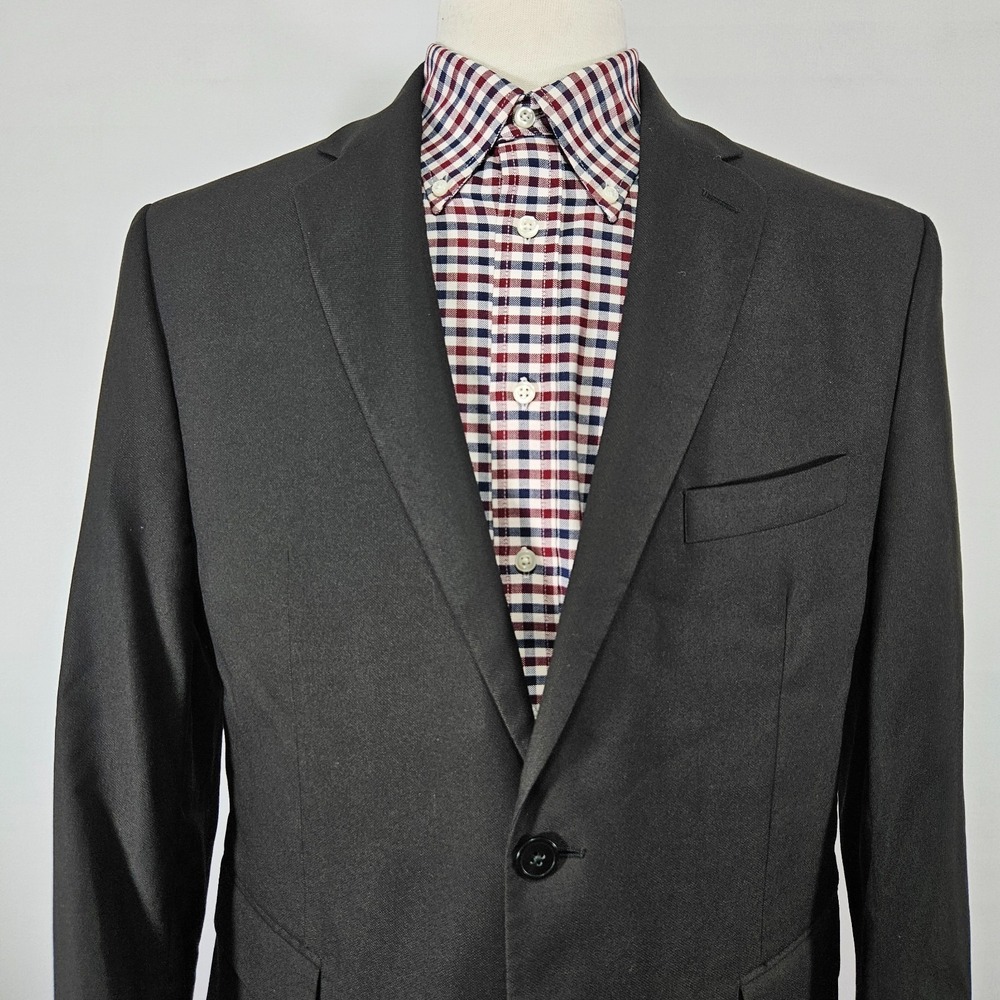 Izod Men's Sport Coat Blazer Two Button Solid Black Polyester Blend Size 44S - Picture 6 of 13